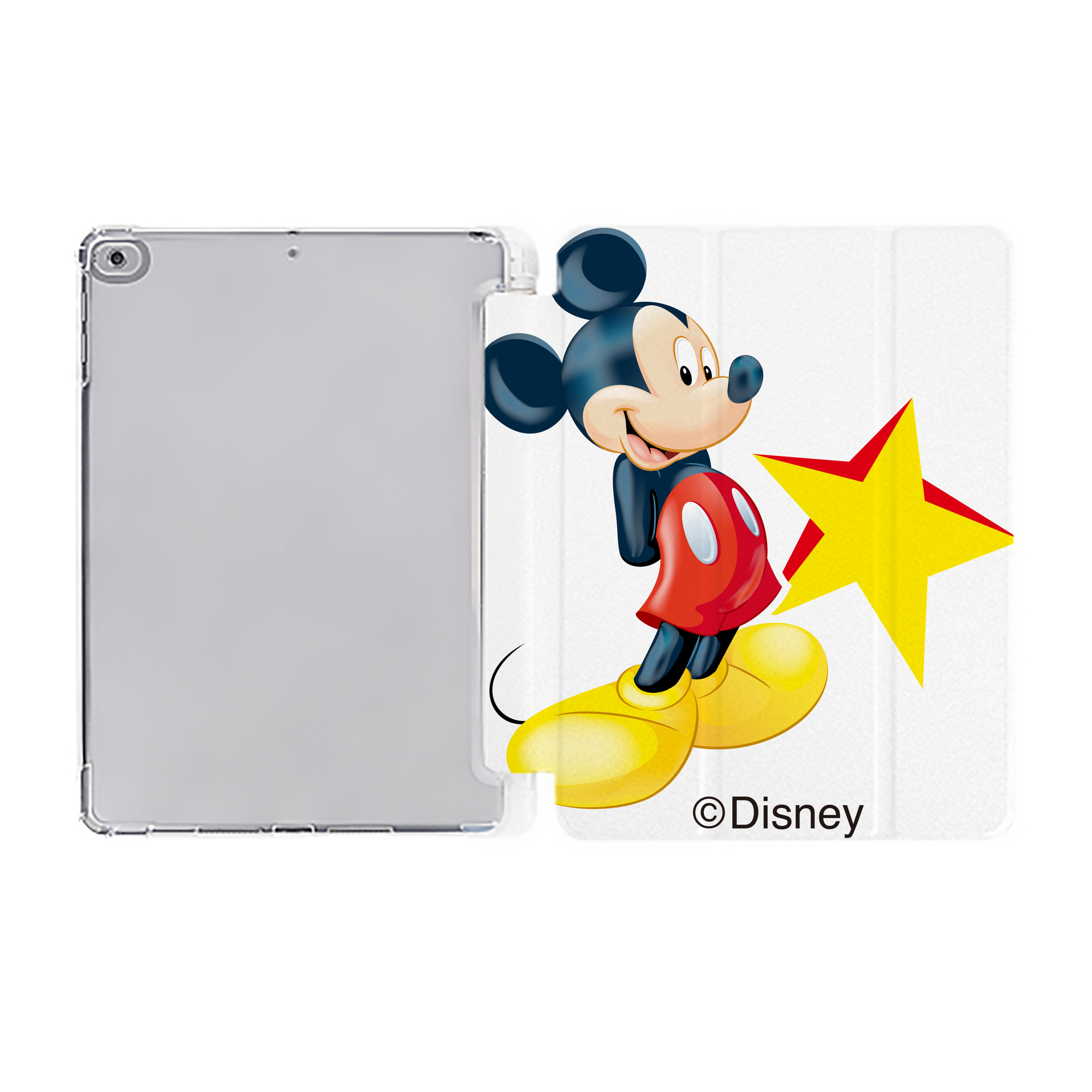 ミッキーマウス Mickey Mouse IPad ケース ペン収納付き 三つ折りスタンド PUレザー×シリコン 対応機種9.5/10.5/10.9インチ